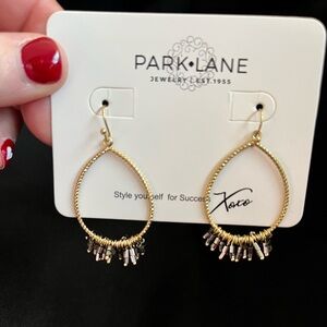 Park Lane Gold Hoop Earrings with Beaded Accents